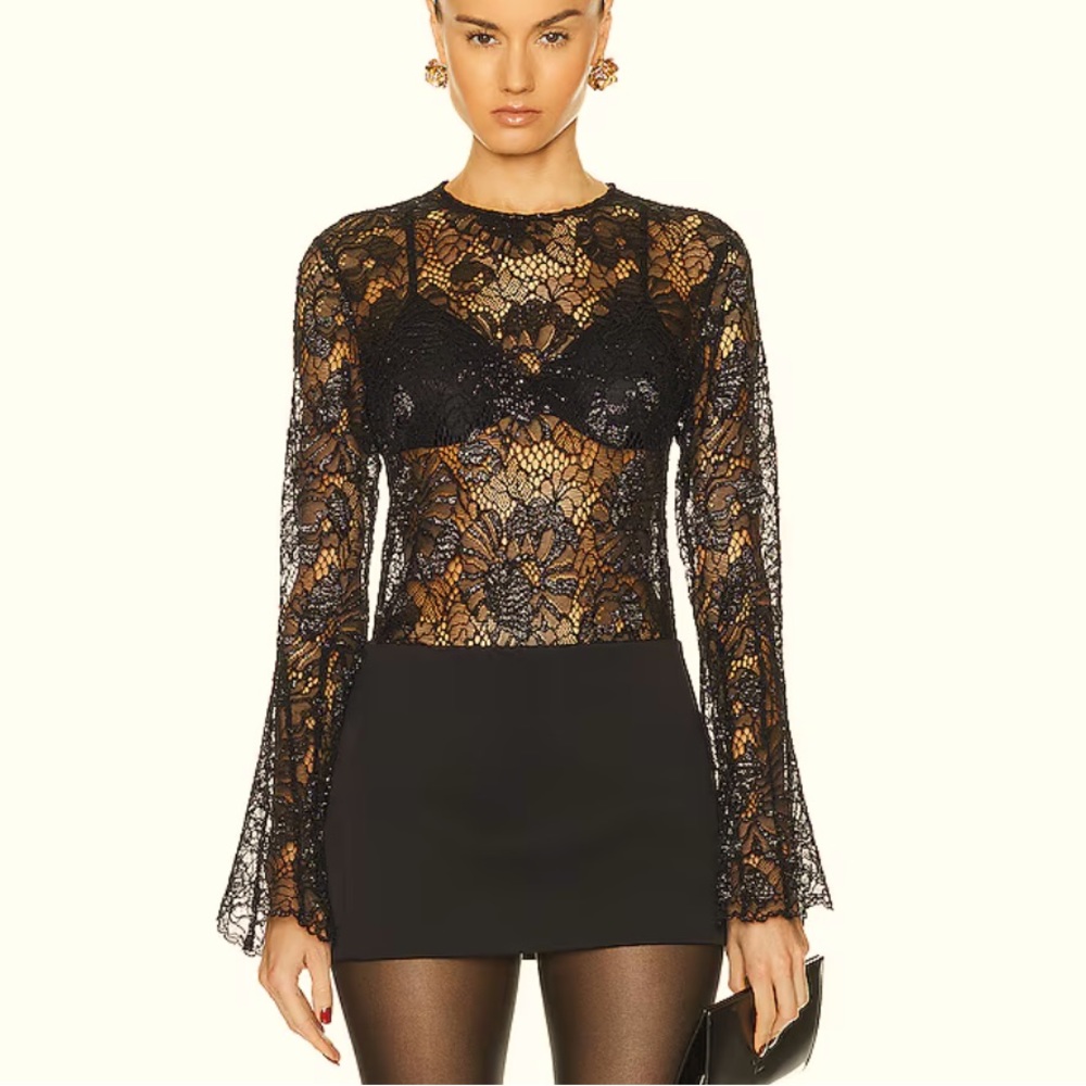 FRAME Lace Flutter Sleeve Blouse Size: M